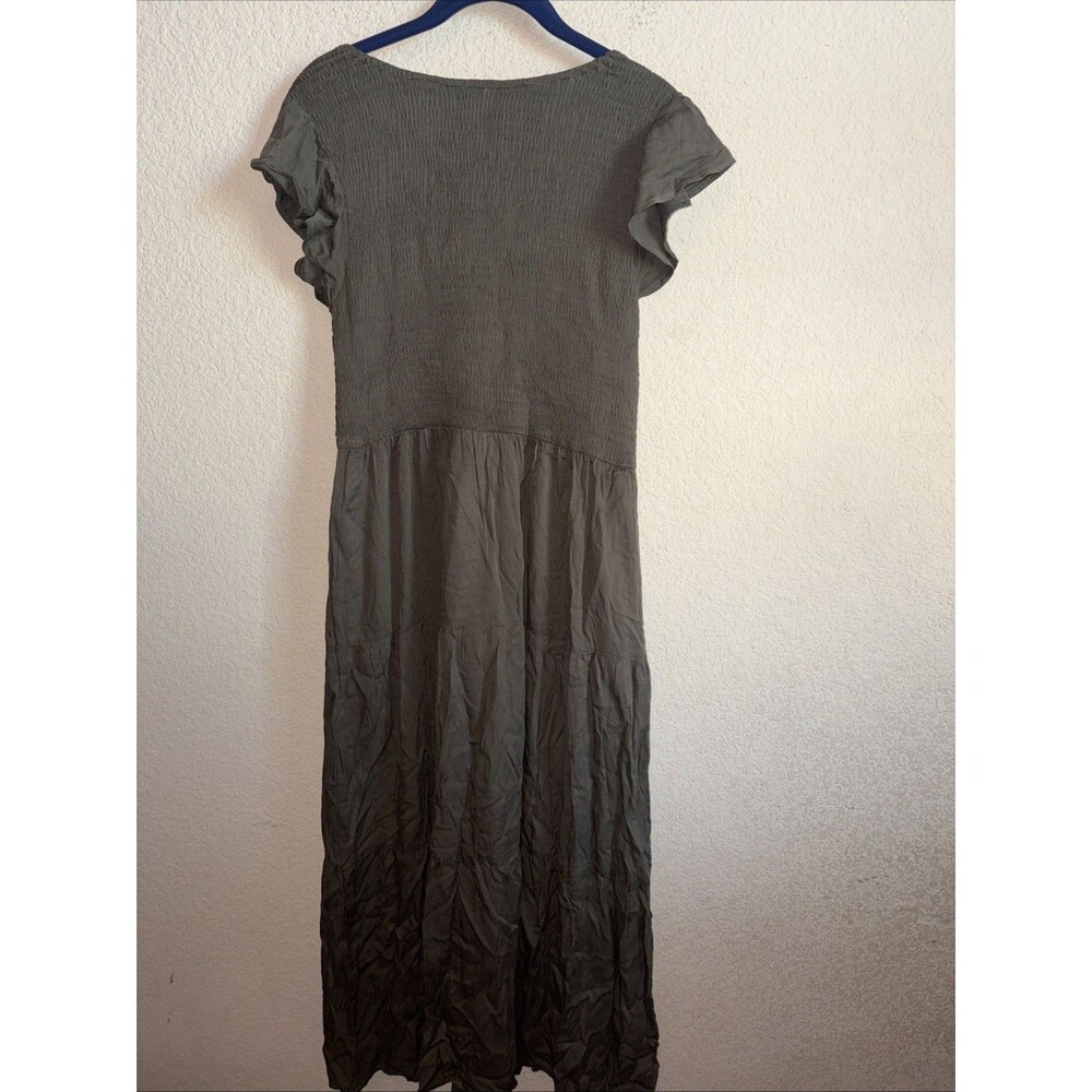New Zesica Smocked Long Dress Ruffle Sleeve Women L Peasant Prairie Lagen Chore